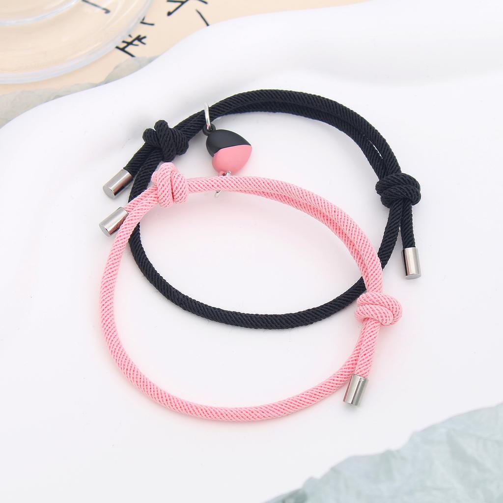 Milan Rope Heart Magnet Couple Bracelets Set for Men and Women