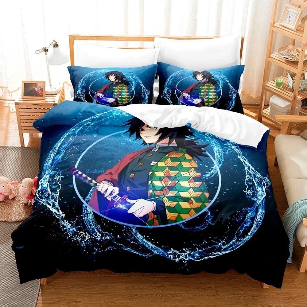 Demon Slayer Ensemble de literie 3D Anime Housse de couette Taies d'oreiller Simple Double Complet Queen King Size Garçons Filles Cadeau Décoration d'intérieur