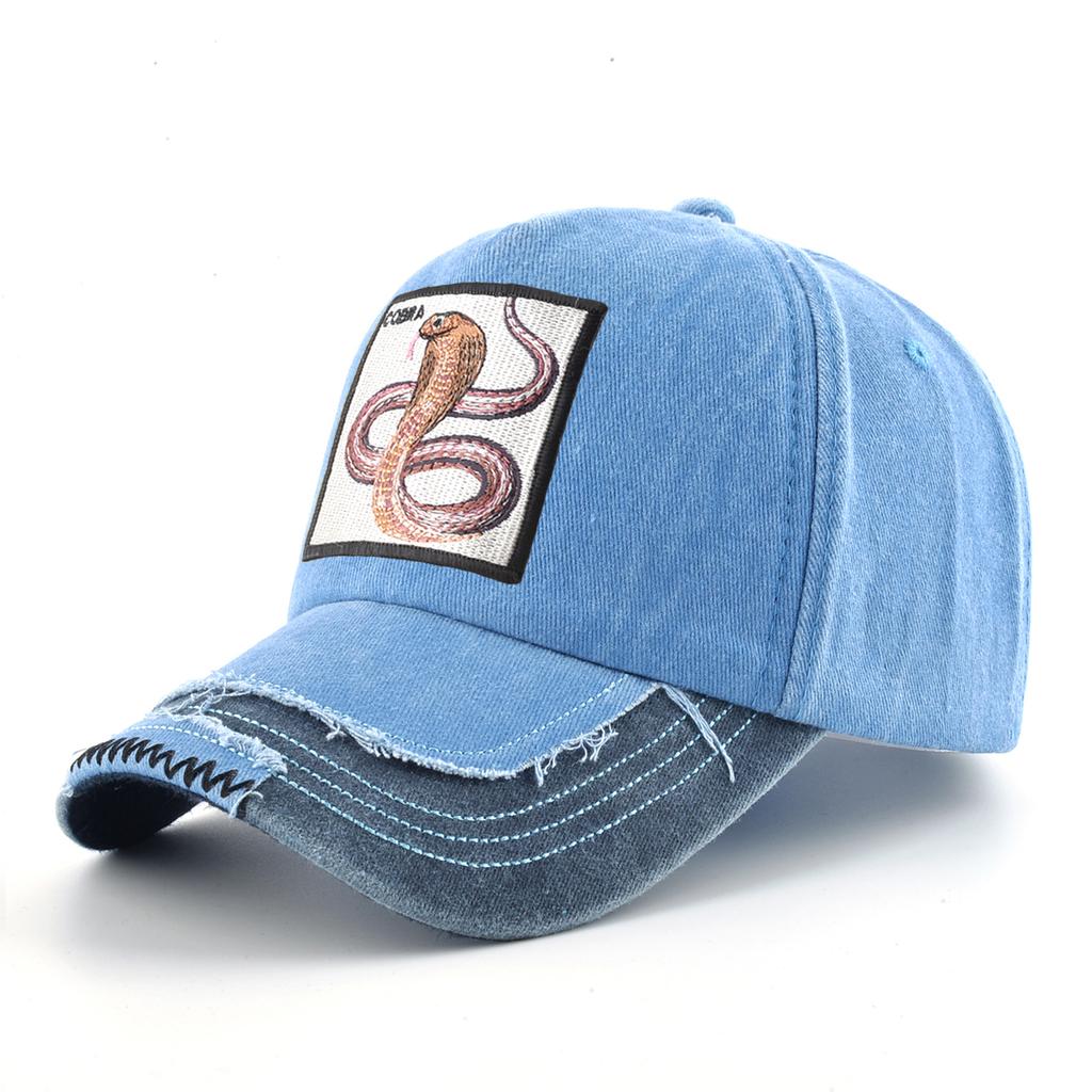 Vintage Denim Baseballkappe mit Stickerei Tiere Patch Herren Snapback Hip Hop Dad Hats Damen Vier Jahreszeiten Verstellbare Schirmmütze