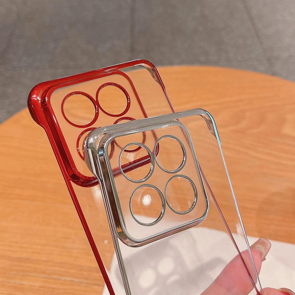 Transparent Plating Frameless PC Hard Phone Case For Xiaomi 15 14 13 12 S 11 Ultra 10 Pro Clear Ultra-thin Half Wrapped Cover