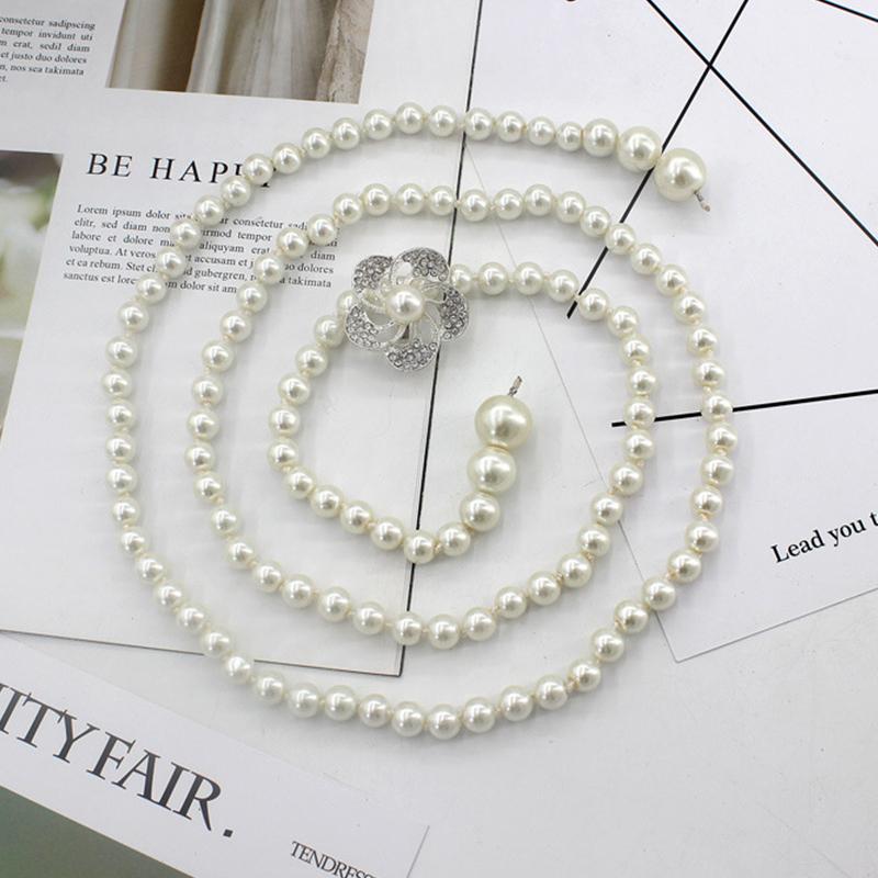 Sweet Bowknot Dress Pearl Waist Chain  Belts For Women Waist Chain