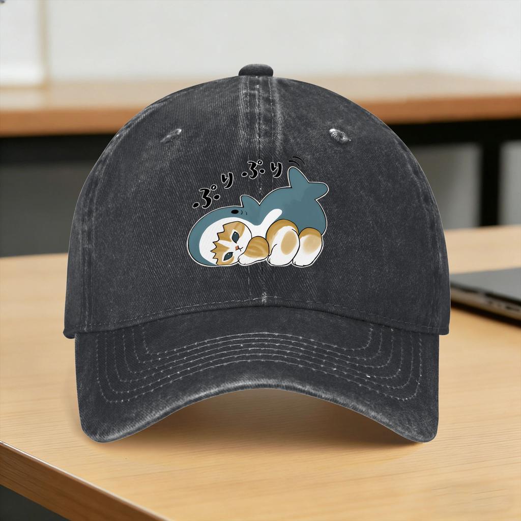 Sharks and kittens Baseball Cap Sun  Outdoor Gym SunProof Washed Trucker Hat FeUnisex Unisex Casual Print Snapback Cap