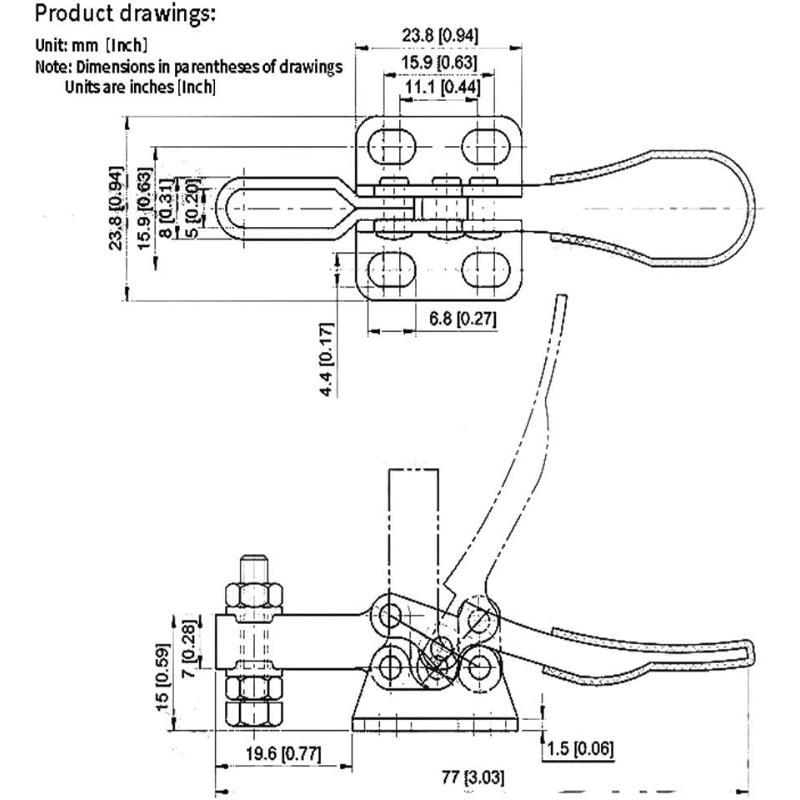 201A Horizontal Toggle Clamp Quick-release Toggle Clamps Set 27kg/60lbs Holding Capacity Anti-slip Hold Down Hand Clip Tool