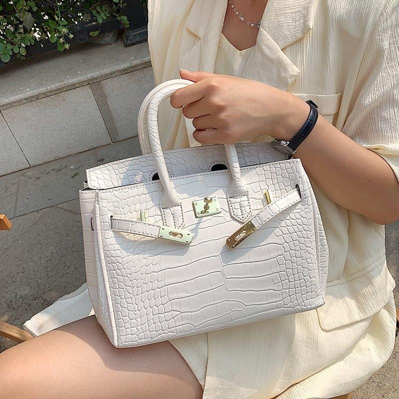 Elegante Handtasche mit Krokodilmuster für Damen Stilvolle Vielseitige Kelly Tote Bag in Schwarz Khaki Gelb Rosa Und Weiß