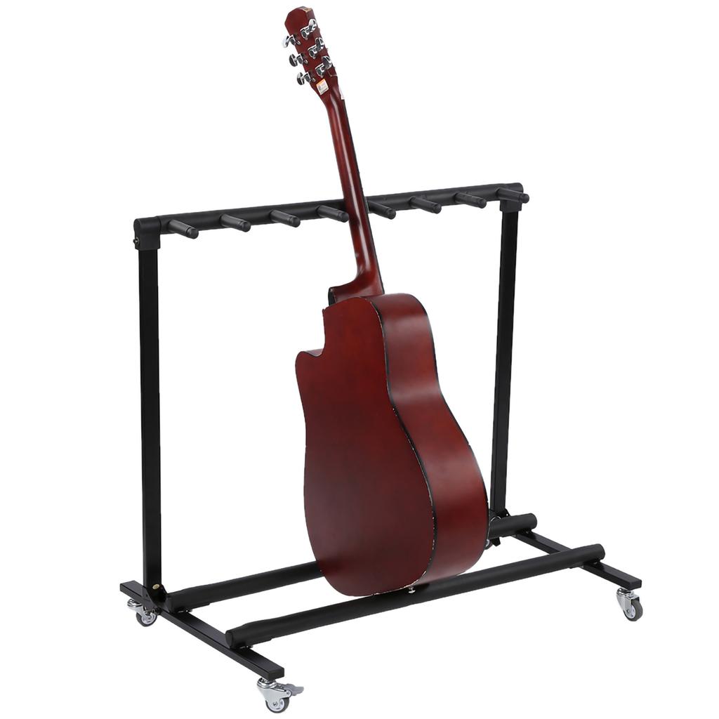 Flatsons Multiple Guitar Stand Foldable Universal Electric Guitar Bass Display Rack Wheels