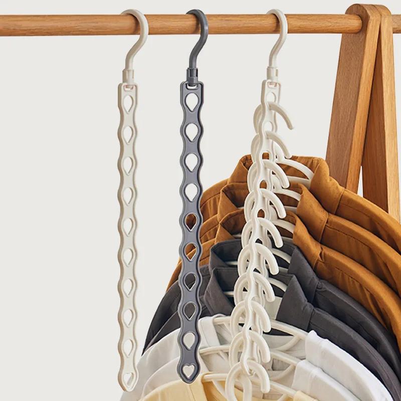2pcs Rotatable Porous Hanger Storage Rack Household Dormitory Clothes Brace Organizer Multi-Storey Balcony Hanger Storage Rack