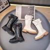 Girls High Boots with Bow-knot  Non-slip Fashion Children Pearls Elegant Princess Boots Side Zipper Kids Leather Long Boots