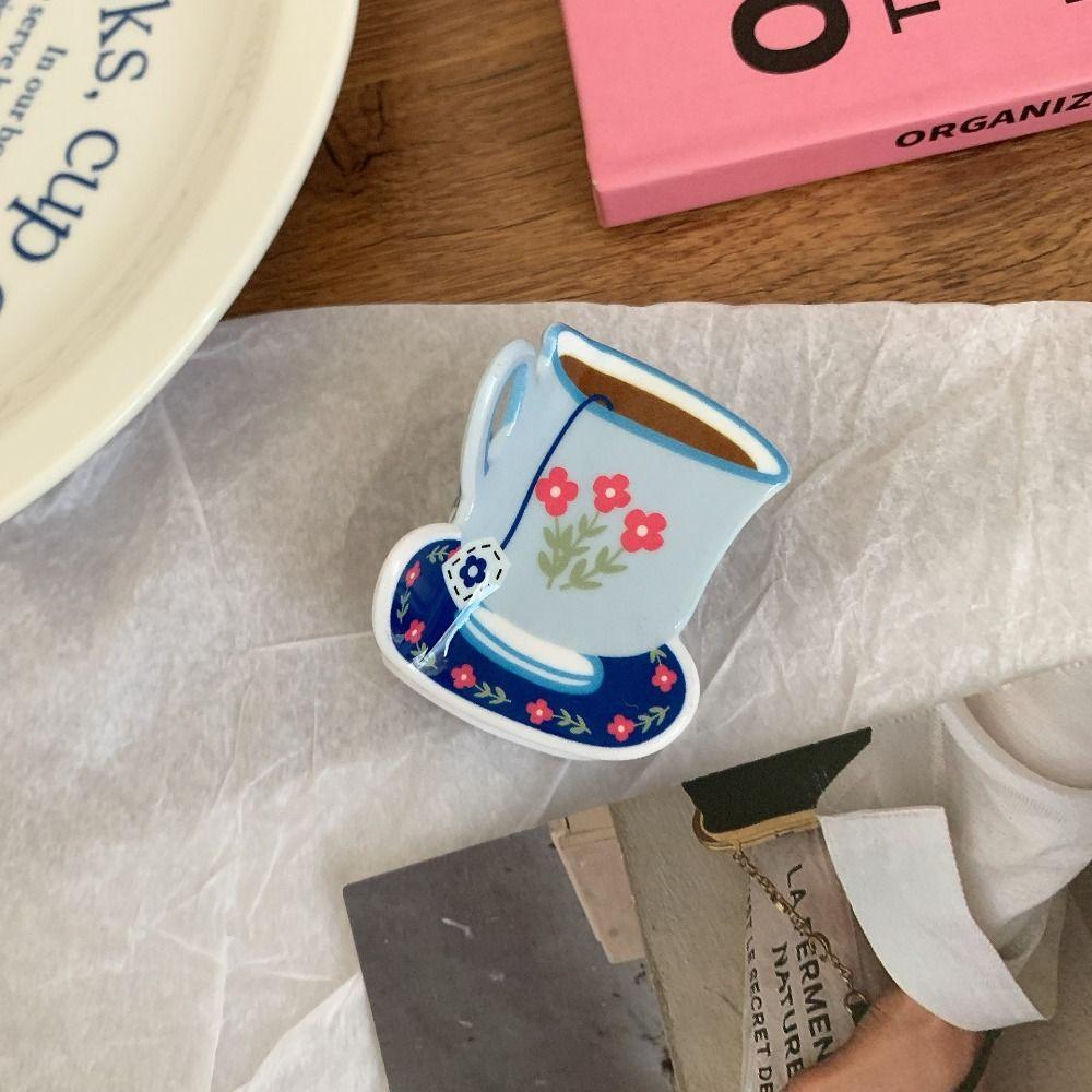 Cute Coffee Cup Hair Clip Flower Small Hair Claw Personalized Acetate Hair Claw  Daily