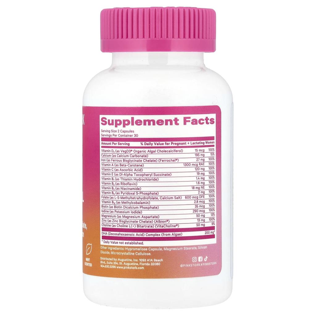 Total Prenatal + Dha, Mint, 60 Capsules