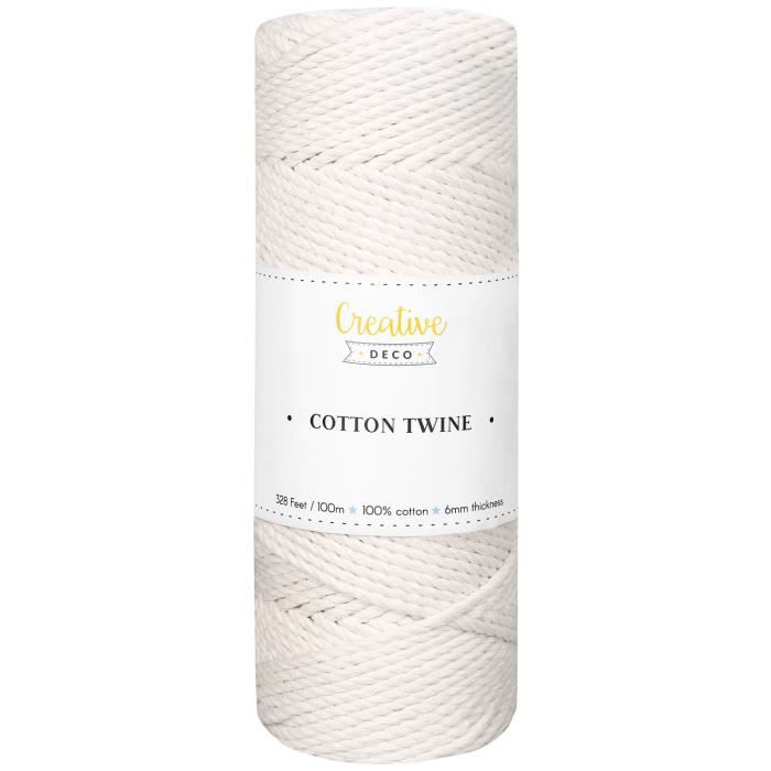 Corde Macramé - CREATIVE DECO - 100m - Blanche - Ficelle 48 Plis