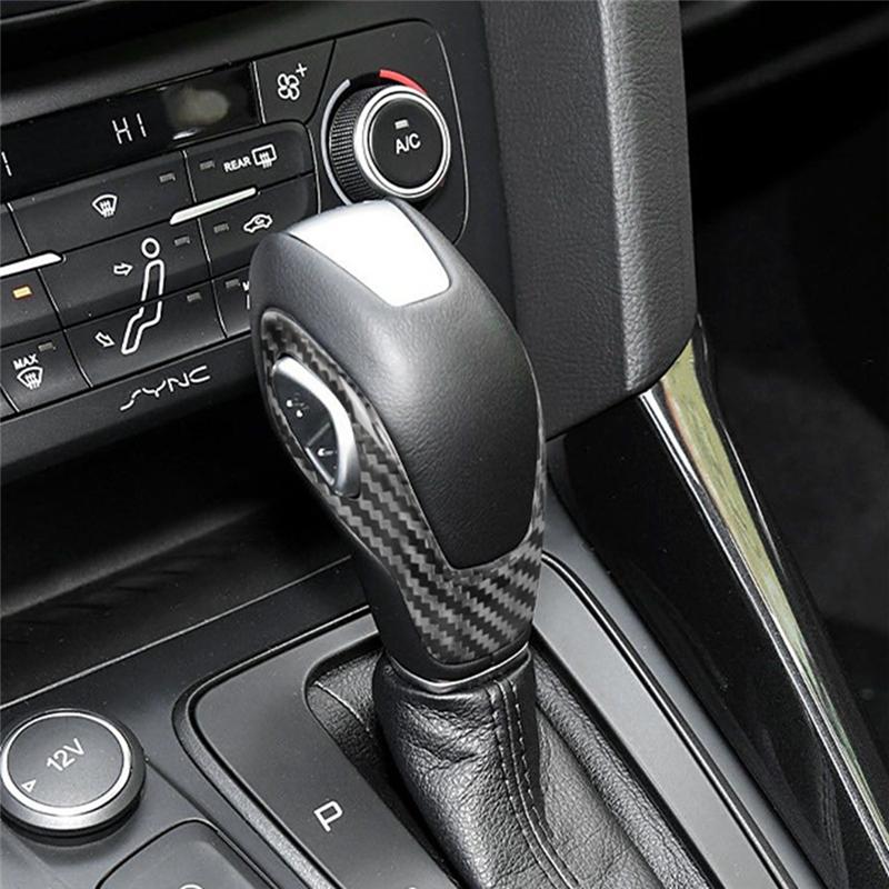 Carbon Fiber Car Gear Shifter Knob Cover Trim For Ford Focus Fiesta 2012-2018 LHD