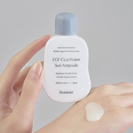 FROMRIER Vegan EGF Cica Water Sun Ampoule SPF50+ Hydrating Soothing Sun Serum 56ml