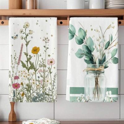2 Stück Küchentücher, Handtuchsets, Super saugfähige weiche Reinigungstücher, Küchen Dekoration, Küchenutensilien, Haushaltsutensilien, Reinigungstücher