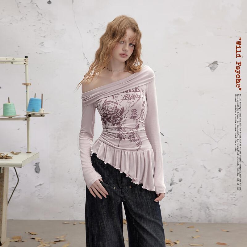 UNIFREE Tencel Wool Asymmetrical Long Sleeve Slimming Top S
