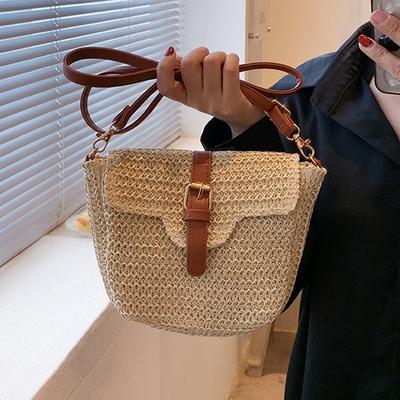 Damen geflochtene Strohleder Näh Schulter Einzel Crossbody gewebte Tasche tägliches Modedesign beliebt