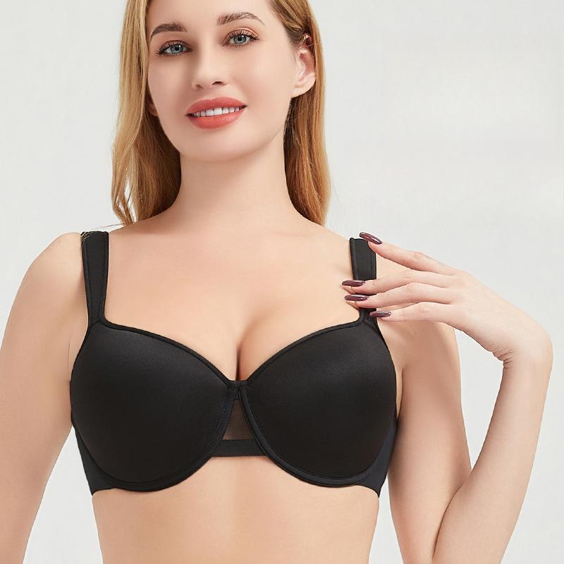 

Large Size Lingerie for Women Anti Sagging Gathering Bra Breathable and Seamless Large Cup Bra 34/75C чорний