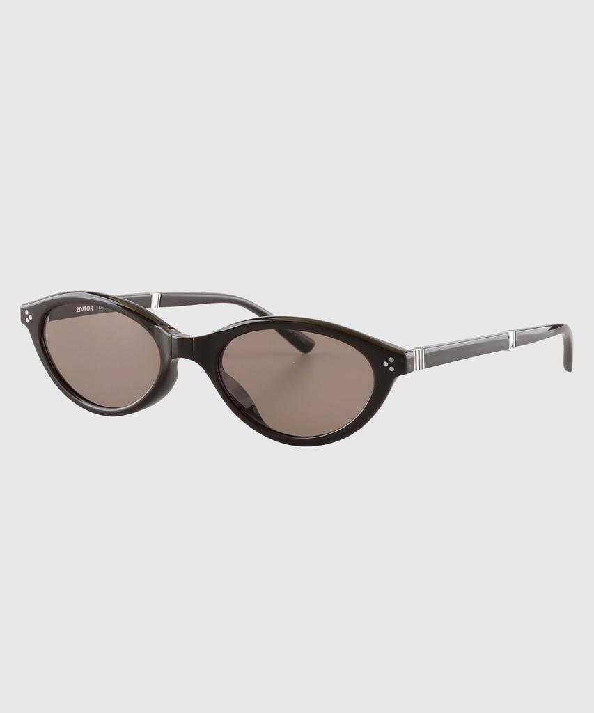 Tuditeo Aur Portable Foldable Sunglasses Slim Cat-Eye Oval Sunglasses C3 Brown