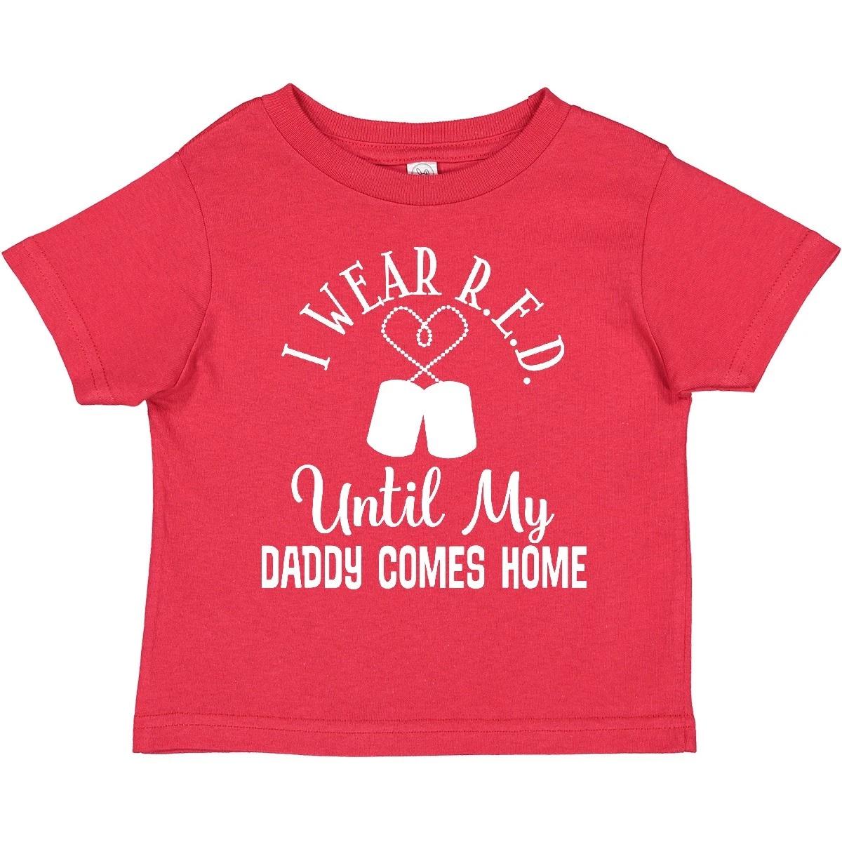 Inktastic Military Deployt Wear Red For Daddy Toddler T-Shirt Family Boys Kid 140