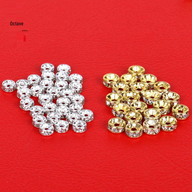 

Золотистые бусины-разделители со стразами для DIY украшений и аксессуаров для ожерелий - Серебристые хрустальные кольца-разделители Silver Rhinestone 6mm 20pcs