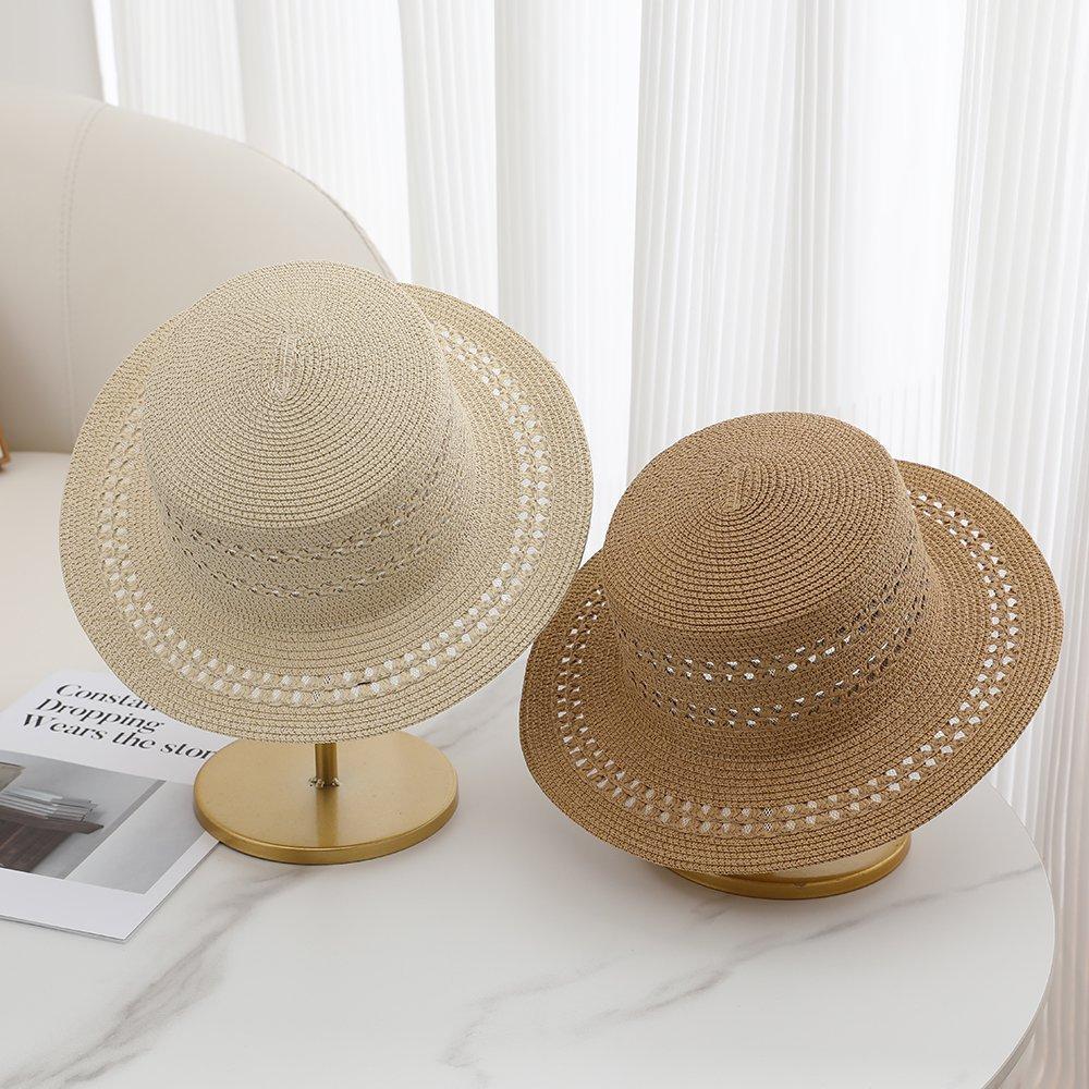Spring and Summer New Outdoor Fashion Flat Top Straw Hat Female Internet Celebrity Live Broadcast Visor French Elegant Hat