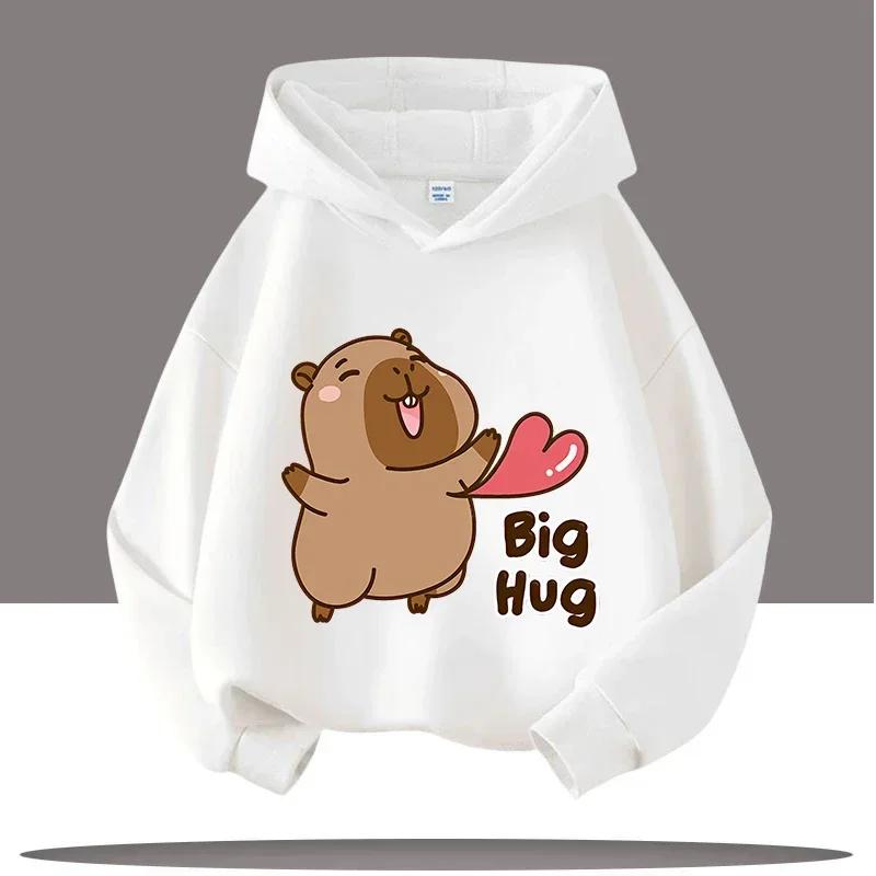 Autumn and Winter Warm Children's Hoodie Capibara Koala Pattern Girls' Hoodie Pullover Comfortable Children's Top