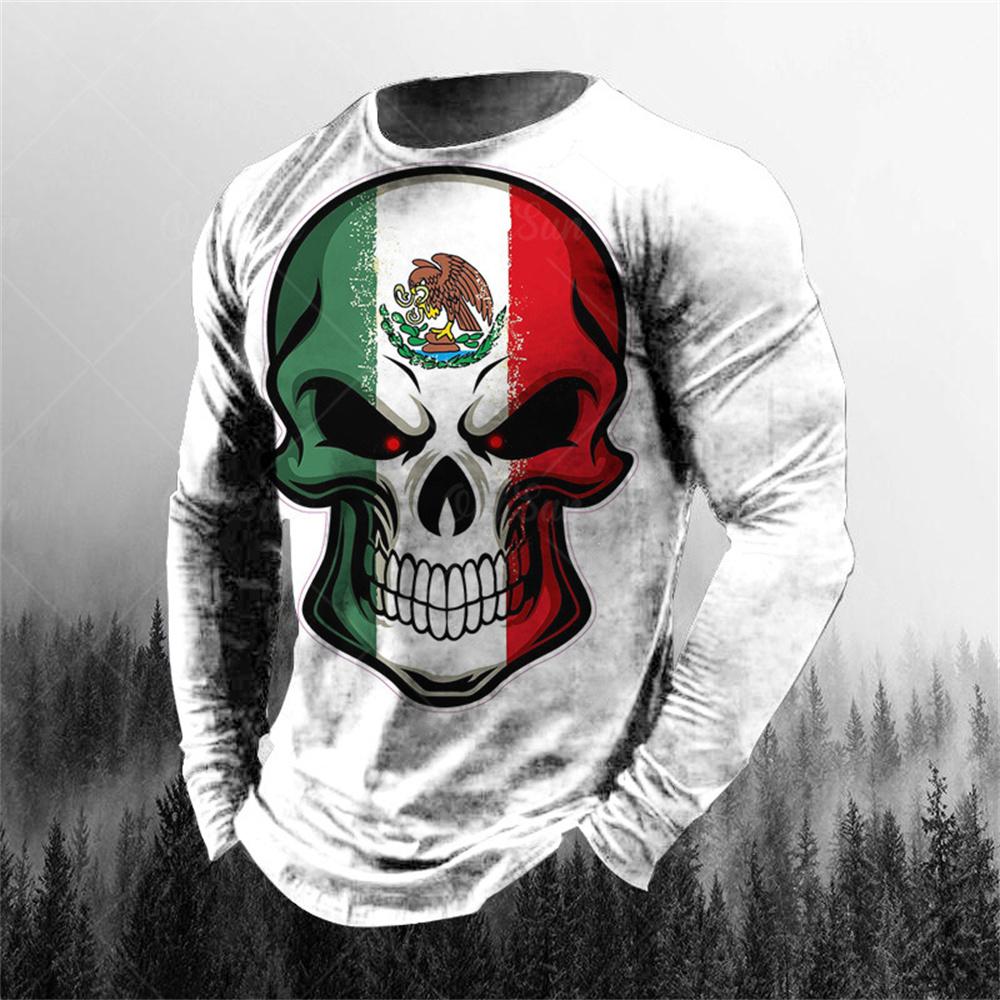 Retro Eagle Pattern 3d Print Summer Men's Round Neck T-shirt Casual Long Sleeve T-Shirt Oversized Pullover Fashion Men Clothing