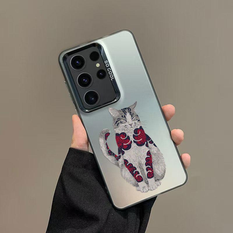 Colorful Japan Cat Design Phone Case For Samsung Galaxy S24 S23 S21 FE S25 S24 S23 S22 Ultra Plus Shockproof Laser Back Covers