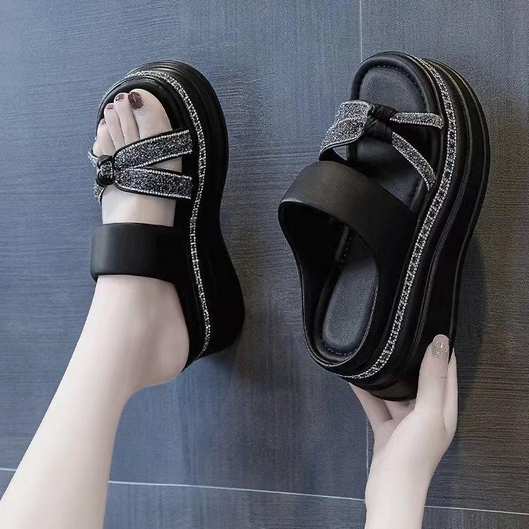 Thick-soled inner heel cool slippers women's summer new popular fashion muffin wedge sandals