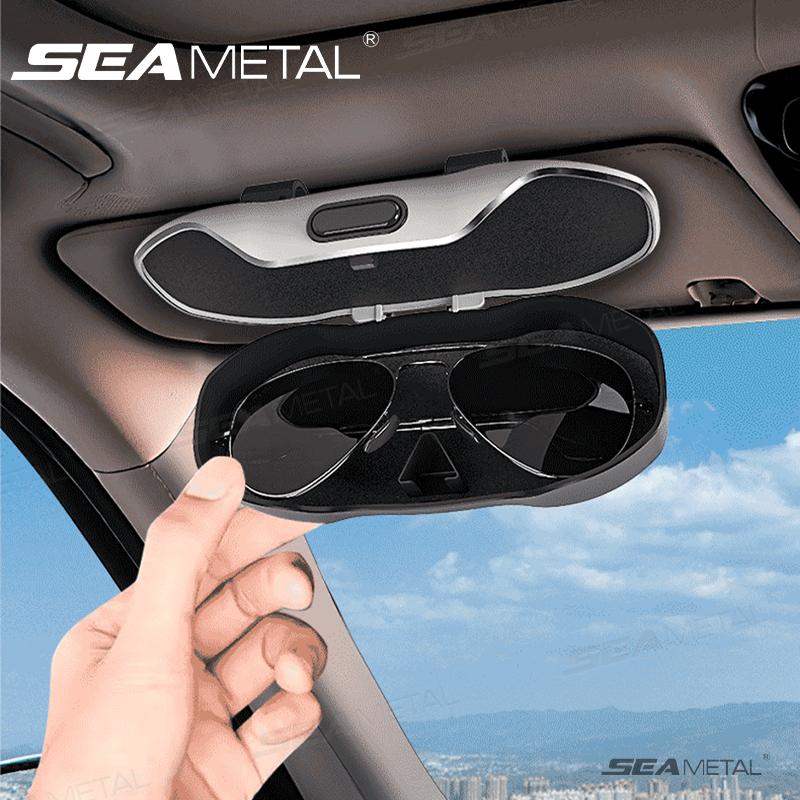 SEAMETAL Car Glasses Case Portable Press Switch Car Sun Visor Sunglasses Holder ABS With Flocking Lining Glasses Box Universal