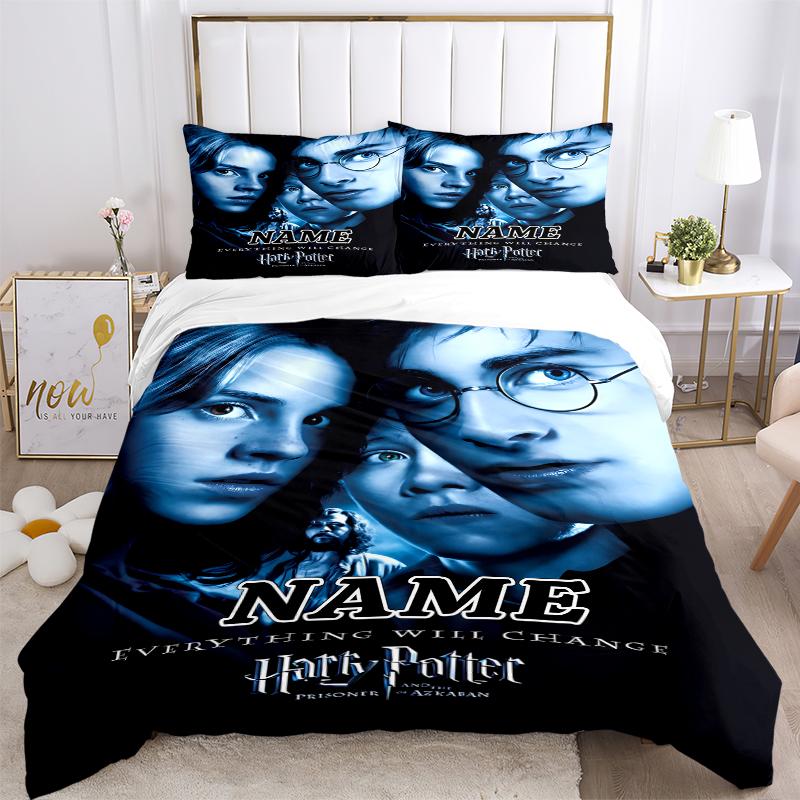 Custom Textile Harry Potter Floral Bedding 3 Piece Set HD Print Duvet Cover Pillowcases for Teens Adult Bedroom Decoration