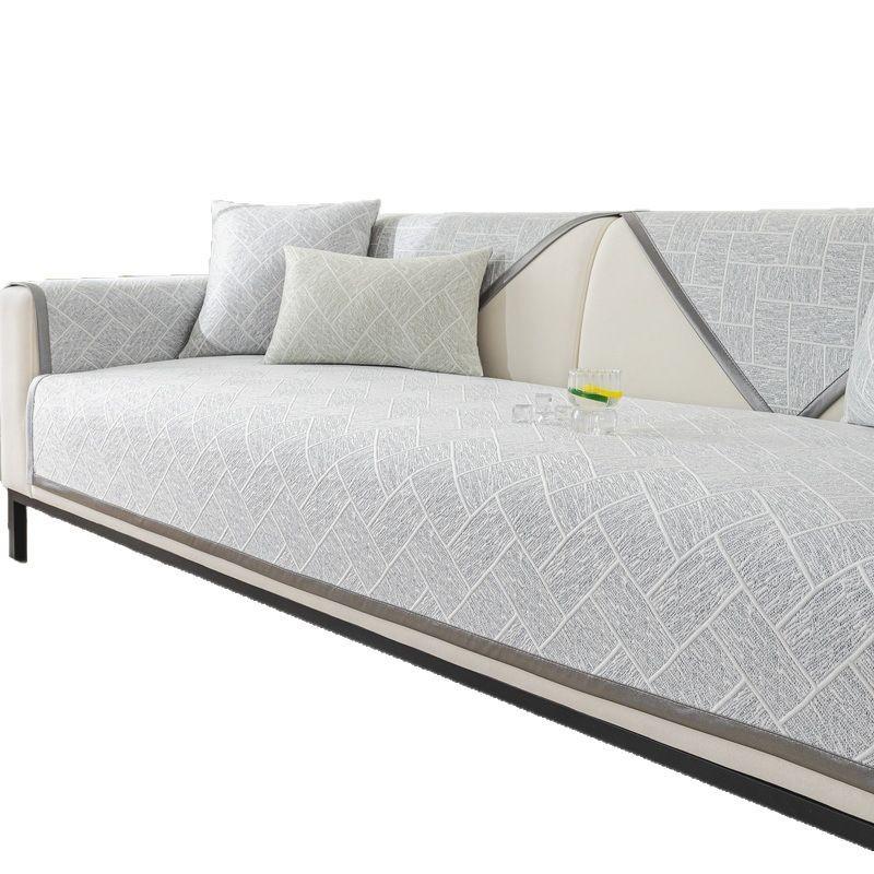 Premium Ice Silk Sofa Cushion Summer  New Sofa Mat Seat Cushion Non-Slip Straight Row Sofa Cover Cover Cloth
