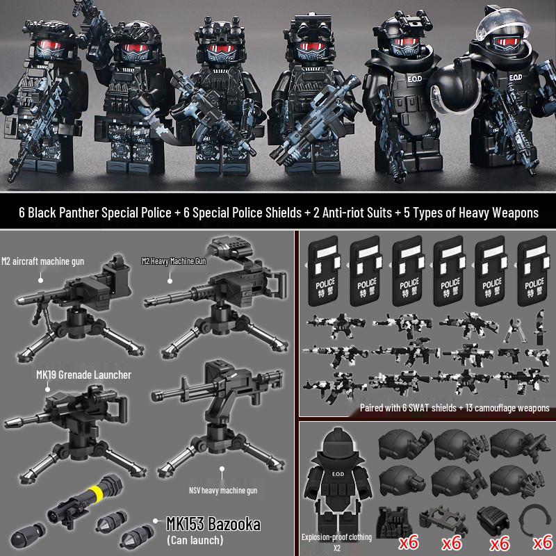 Delta Military Special Forces Police Figure Building Blocks - Ghost Soldier Assembly Toy for Kids