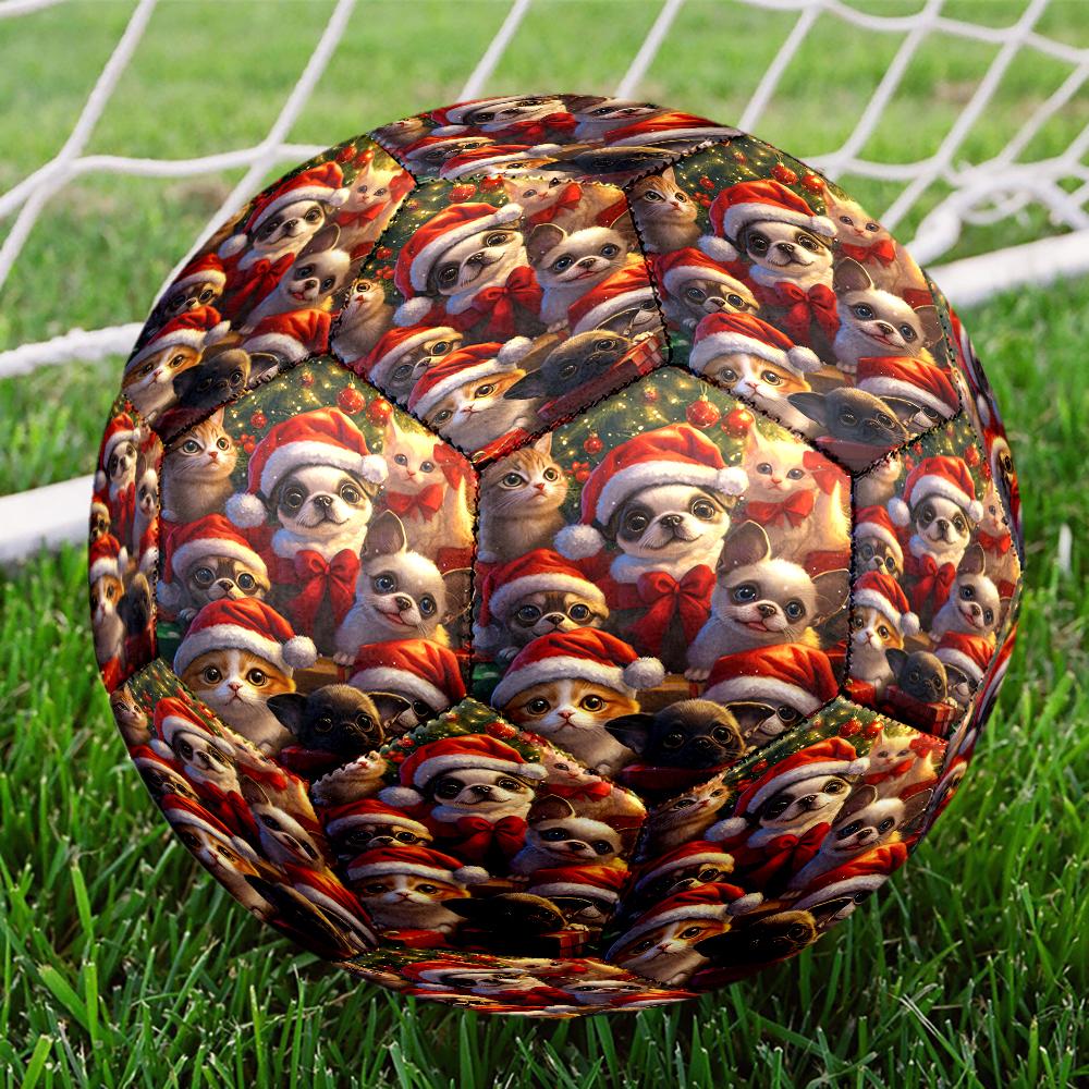 Christmas Dog Theme Size 5 Soccer Ball, Suitable for Both Indoor and Outdoor Matches, a Gift Suitable for Everyone.