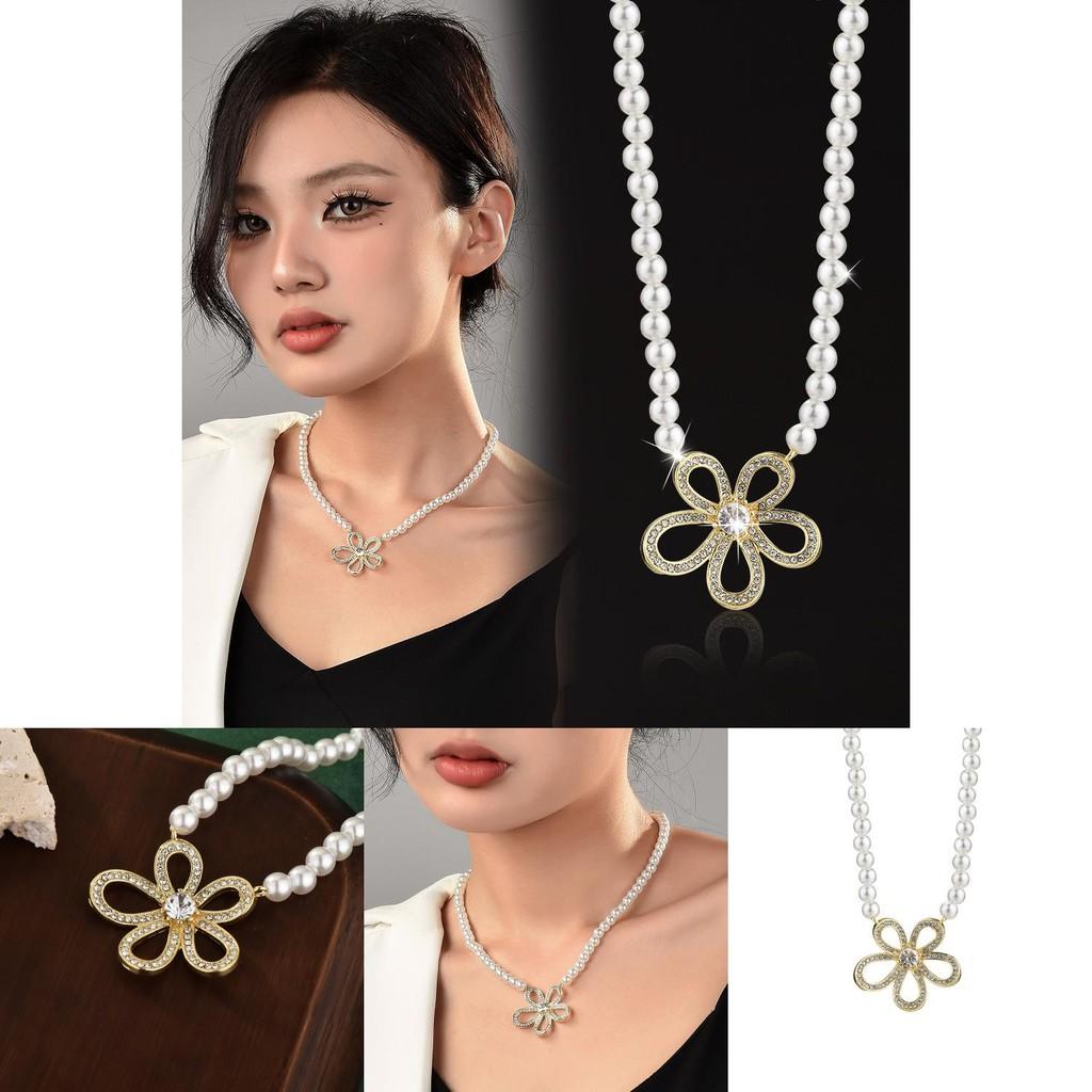 Lyxigt Blommigt Pärlhalsband för Kvinnor Med Guld- Och Silveralternativ För Stilfull Höstmode