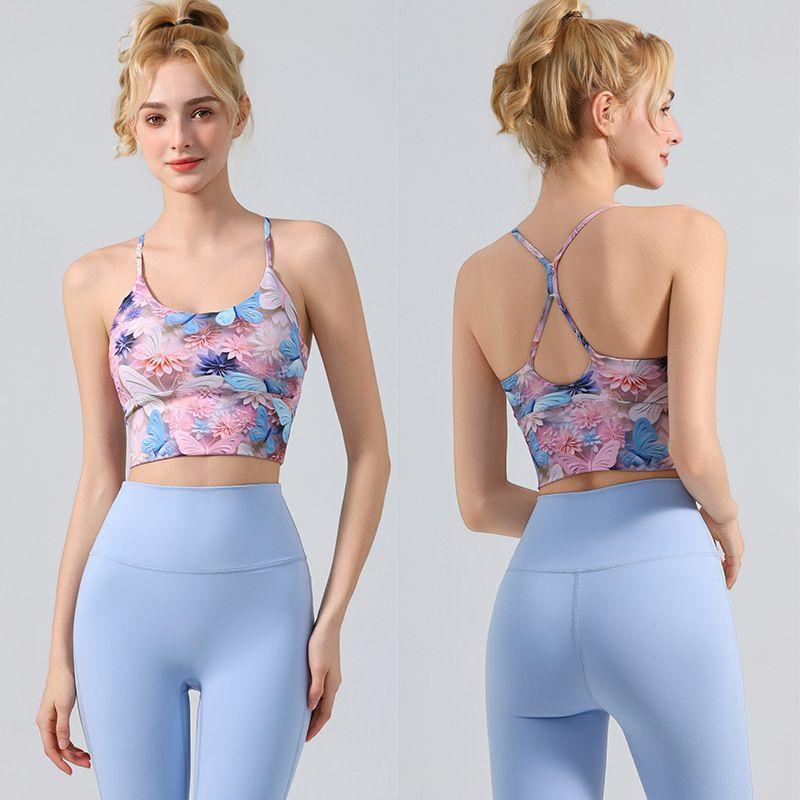 With Chest Pad Foreign Trade Cross-Border European and American Fashion Sports Fitness Quick-Drying Yoga Cami Yoga Clothes Set Summer
