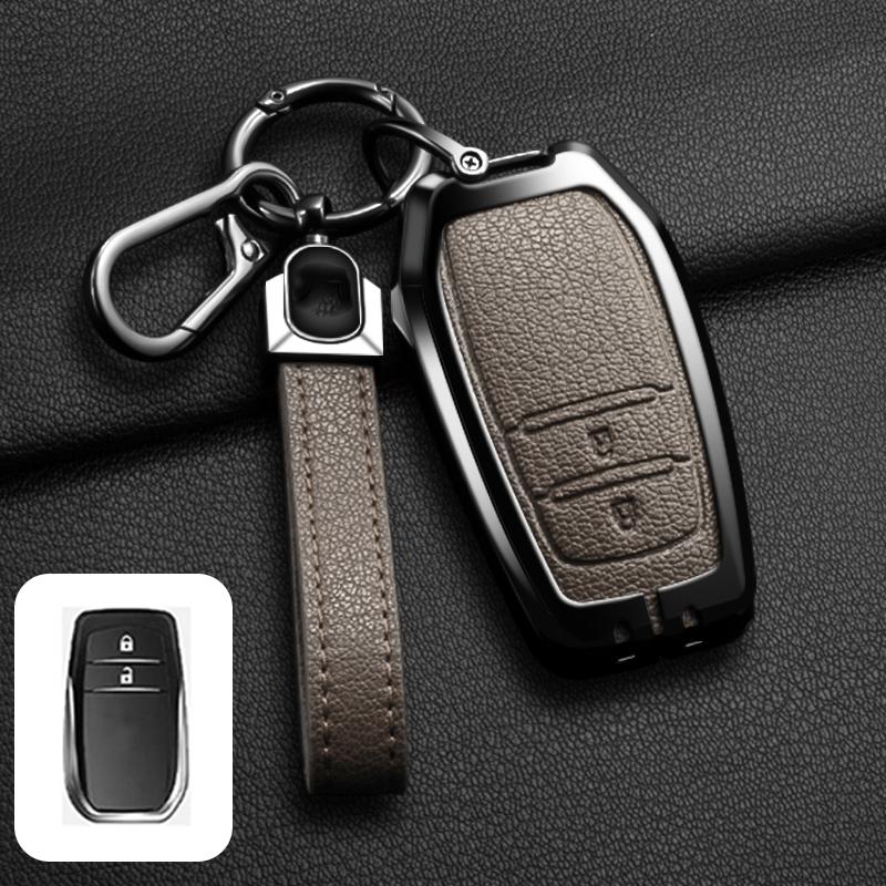 Zinc Alloy Leather Car Key Case For Toyota Chr Hilux Fortuner Land Cruiser 200 Camry Corolla Crown Rav4 Highland Key Case