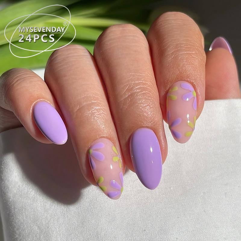 

Purple Rhyme Fresh Flower Wearable Nail Art Patches Glue Edition