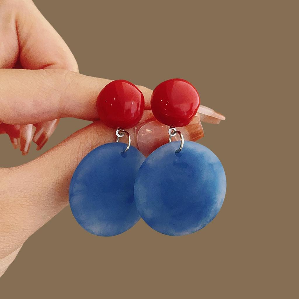 2025 New Retro Hong Kong Style Colorful Earrings: Luxury, High-End Studs, Exaggerated Fashion for Women