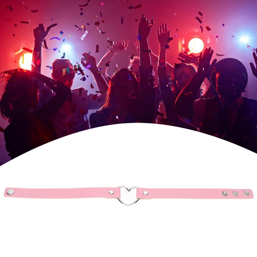 PU Lther Alloy Hrt Shaped Decoration Necklace Collar Jewelry Accessory