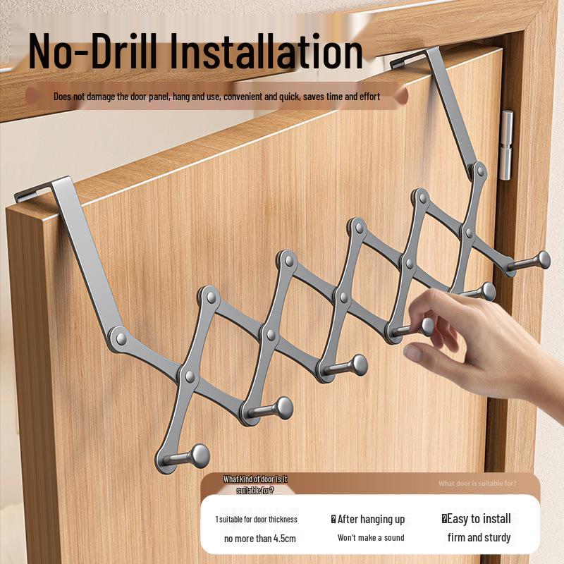 Wow-wow Punch-Free Folding Clothes Hook - Retractable Bedroom/Bathroom Storage Rack