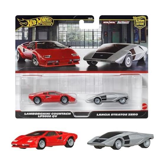Hot Wheels Премиум 2 шт. Lamborghini Countach LP5000 QV/Lancia Stratos Zero Игрушечный автомобиль Мини-машинка 3 года и старше Мульти JBL02