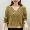 Loose Sweater Pullover Women Jumper Spring Autumn 2025 New Popular Knitwear Top Female Retro Middle Aged Mother Base Shirt