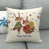 Easter Cushion Cover Cute Bunny Eggs Printed Pillow Covers 18x18 Inches Easter Decorations Hare Rabbit Flower Linen Pillowcase
