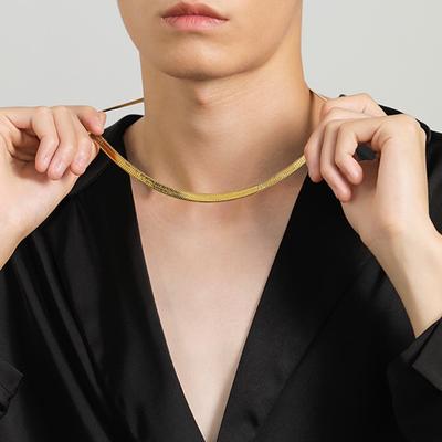 High Quality Women 18K Gold Stainless Steel Snake Choker Necklace Chain Blade Necklace