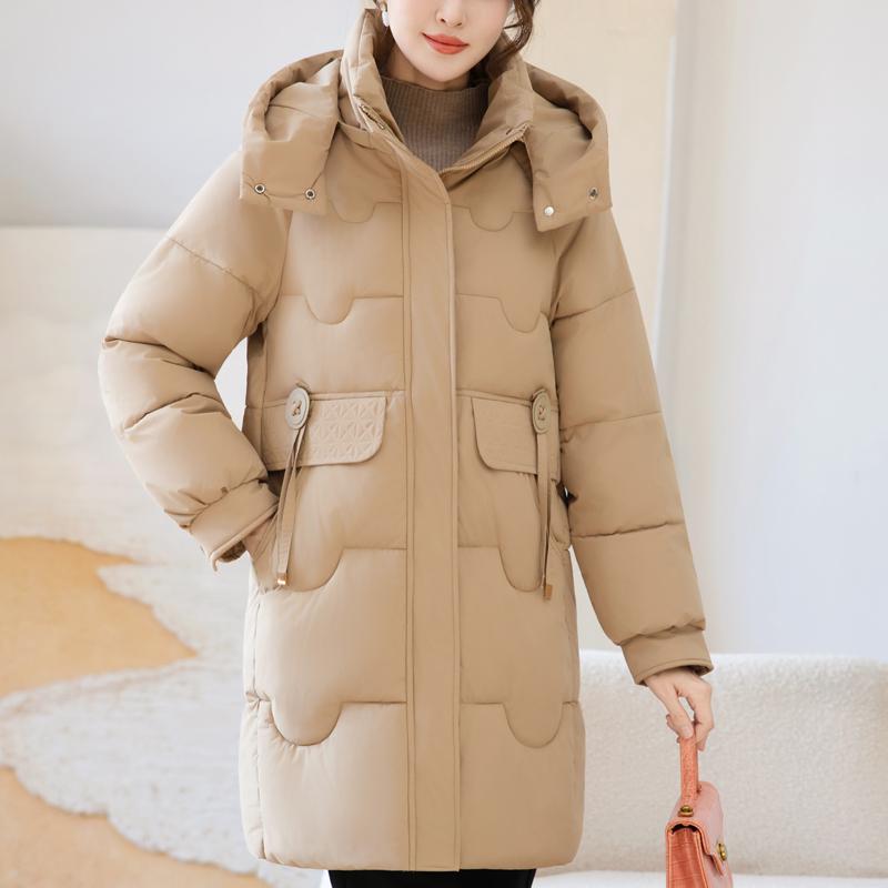 Dámské módní zimní dlouhé parky s kapucí, volné, silné a hřejivé bundy, dámské kabáty