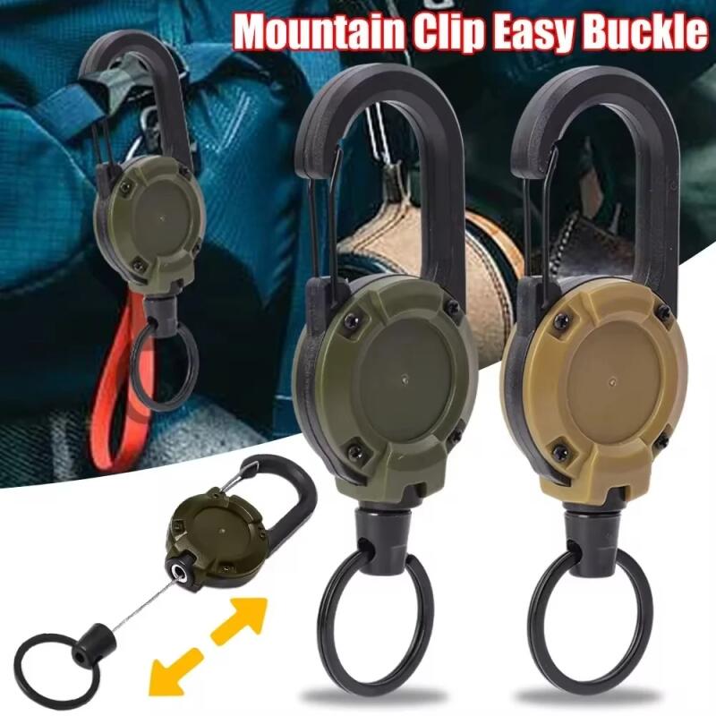 Retractable Keychain Heavy Duty Heavy Duty Pull Reel Carabiner Spring Key Ring Outdoor  Sports Tool Keychain