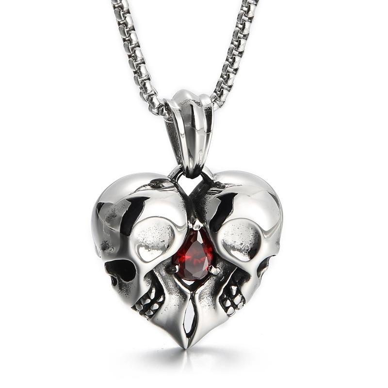 Casting Punk Style Jewelry Gift Creative Retro Love Skull Couple Bestie Pendant