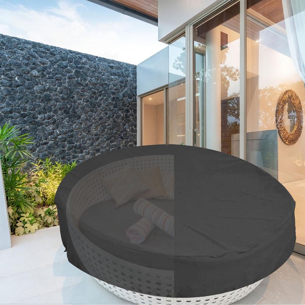 Outdoor Waterproof Daybed Cover Round Sofa Dust Cover Rain Snow Cover Garden Patio Furniture UV Fade Sofa Chair Protection Cover