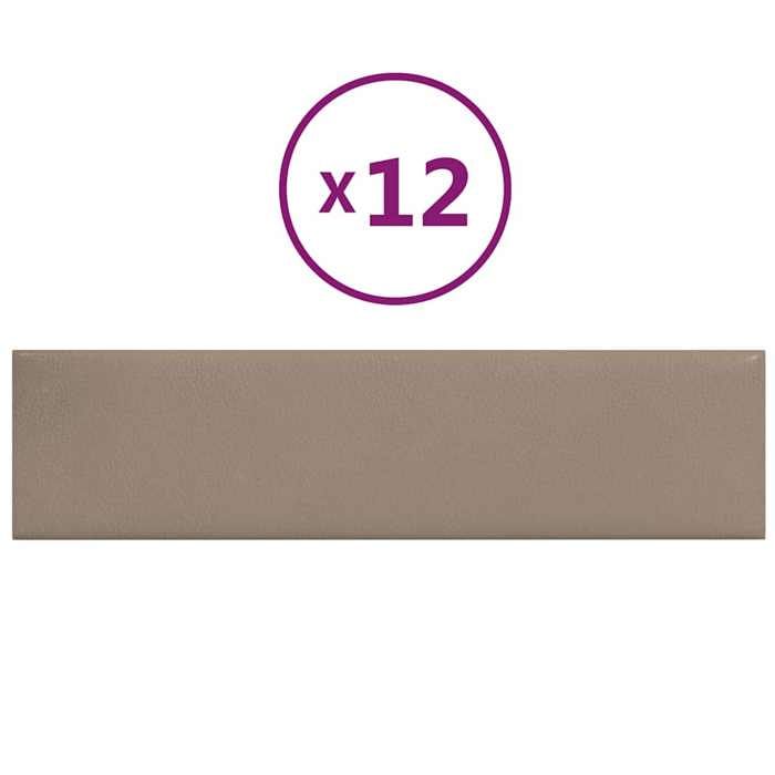 VidaXL Panneaux muraux 12 pcs Cappuccino 60x15 cm Similicuir 1,08 m² 343831