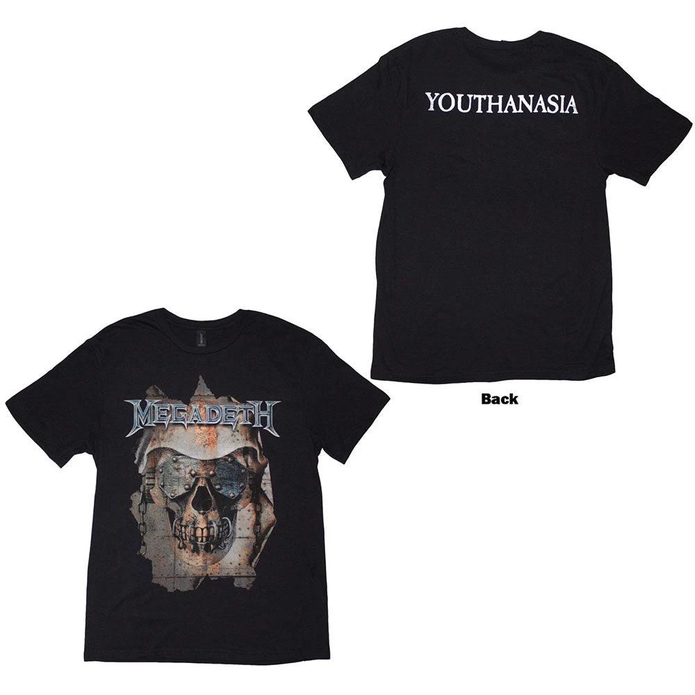 Megadeth T-Shirt: Youthanasia Ripped Thru (Black) (Back Print) OFFICIAL NEW